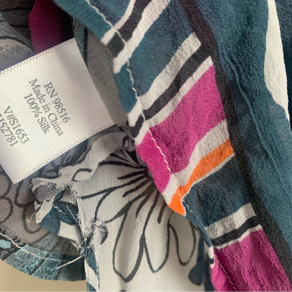 Coldwater Creek 100% Silk Floral Striped Tunic Top - Picture 12 of 12